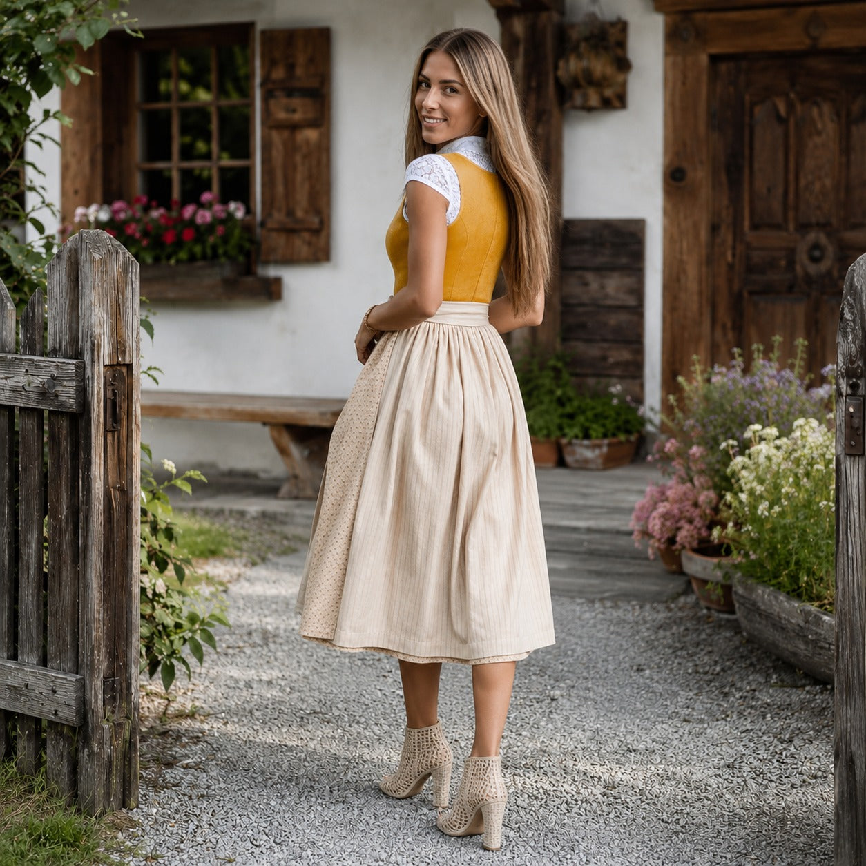 Dirndl Damen mit taillierter Silhouette und schwingendem Rock | A&Z - 2 - Atelier-Zofia