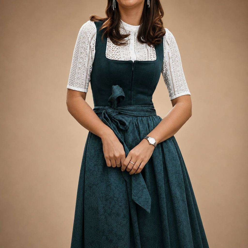 Dirndl Damen mit Spitzenoberteil und tailliertem Rock | J&B - 4 - Jasminaboutique.com