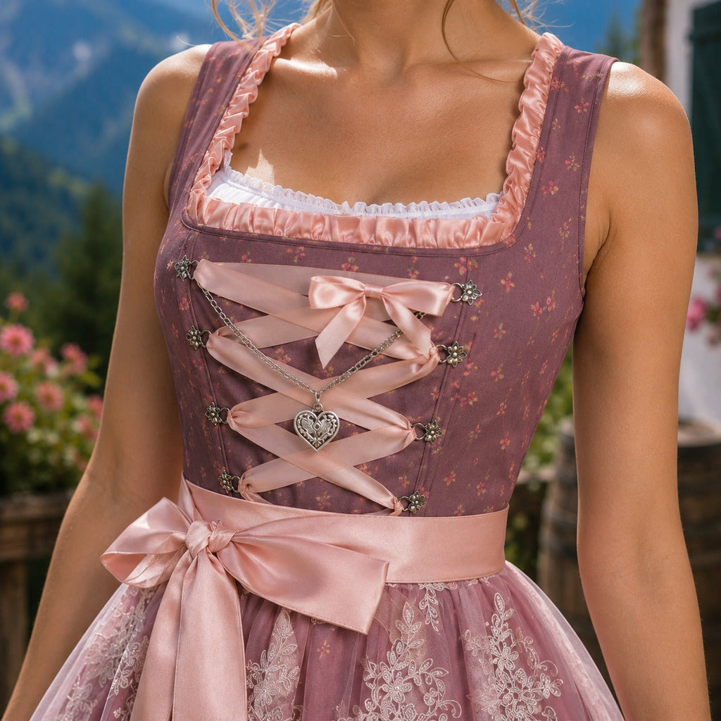 Elegantes Dirndl für Damen mit floralen Verzierungen und taillierter Schnürung | A&Z - 3 - Atelier-Zofia