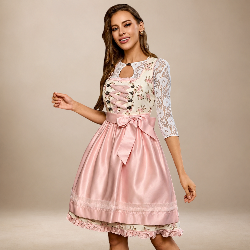 Dirndl Damen – Elegante Silhouette mit Spitzenärmeln und Schleifenakzent | A&Z - 4 - Atelier-Zofia