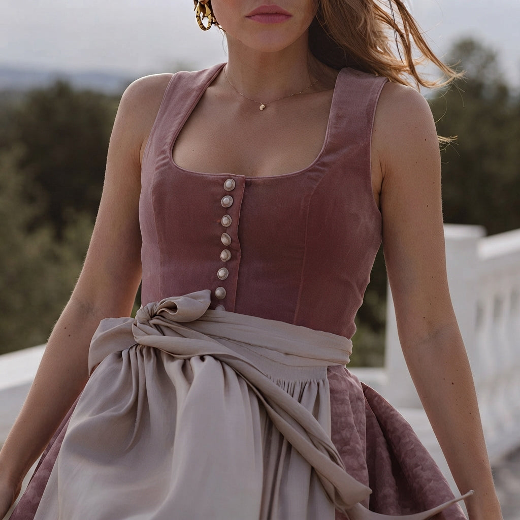 Midi-Kleid Damen mit quadratischem Ausschnitt und Taillengürtel | A&Z - 3 - Atelier-Zofia