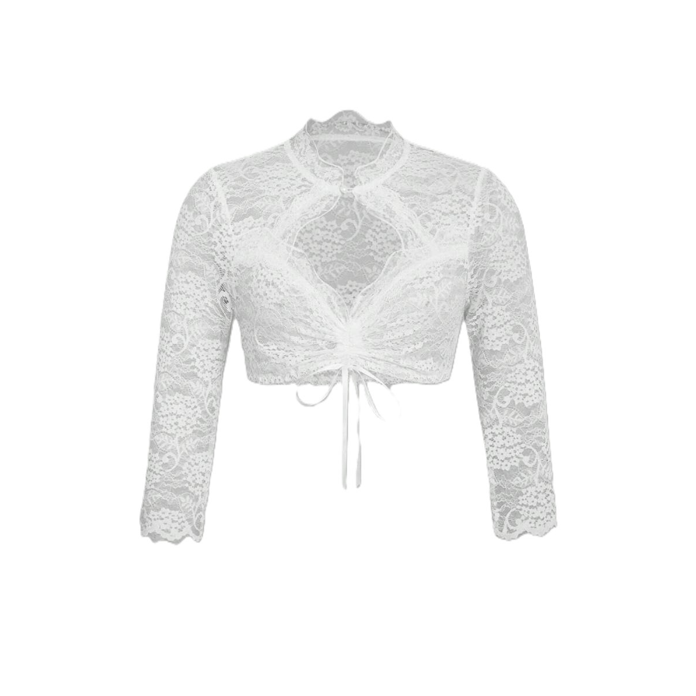 Spitzenbluse Damen mit kurzem Schnitt und Bindeband | A&Z - 3 - Atelier-Zofia