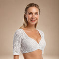 Spitzenbluse Damen mit V-Ausschnitt und kurzen Ärmeln | A&Z - 4 - Atelier-Zofia