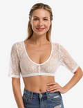 Damen Bluse aus Spitze – Kurze Silhouette mit V-Ausschnitt und kurzen Ärmeln | A&Z - 1 - Atelier-Zofia