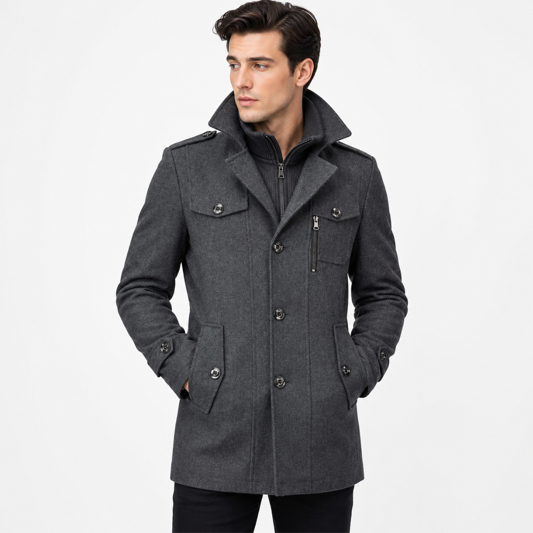 Herren Peacoat mit taillierter Passform und modernem Kragen | A&Z - 2 - Atelier-Zofia