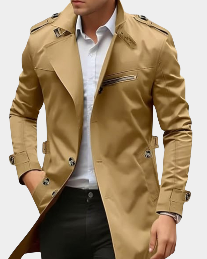 Herren Trenchcoat mit taillierter Silhouette und praktischen Details | A&Z - 3 - Atelier-Zofia