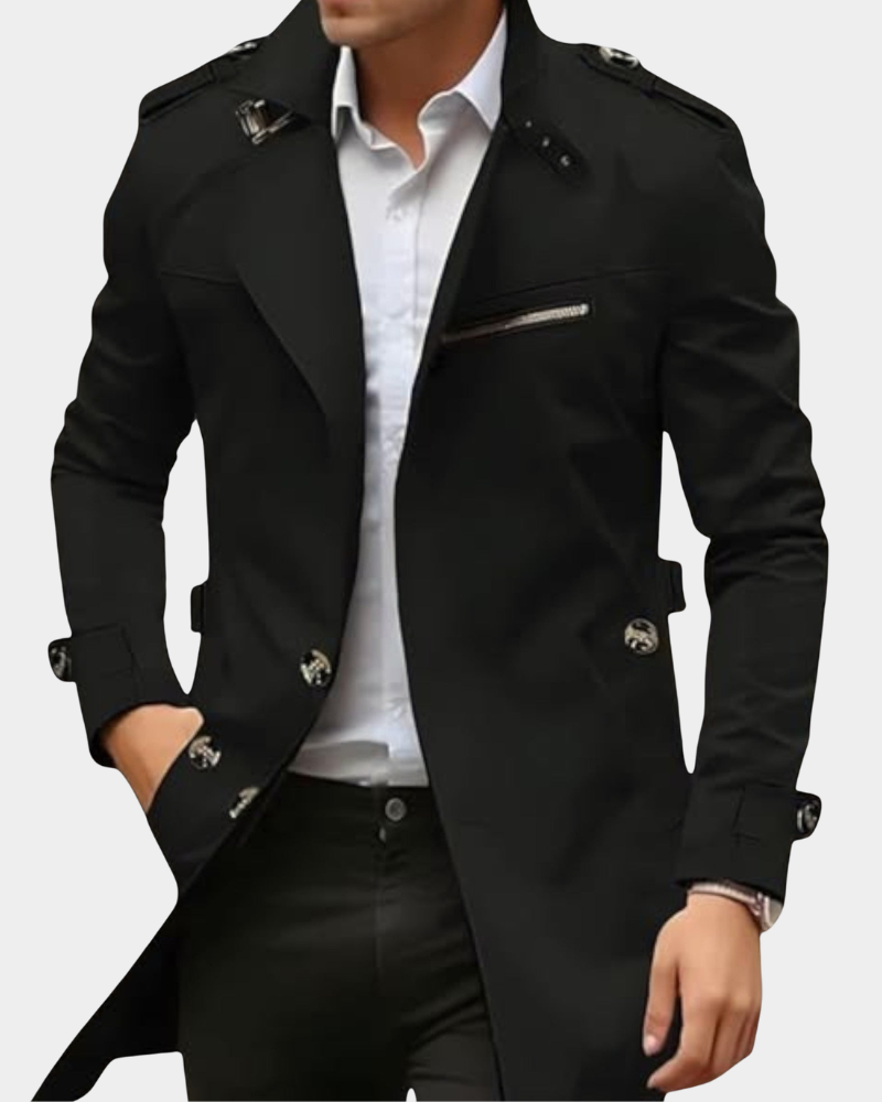Herren Trenchcoat mit taillierter Silhouette und praktischen Details | A&Z - 4 - Atelier-Zofia