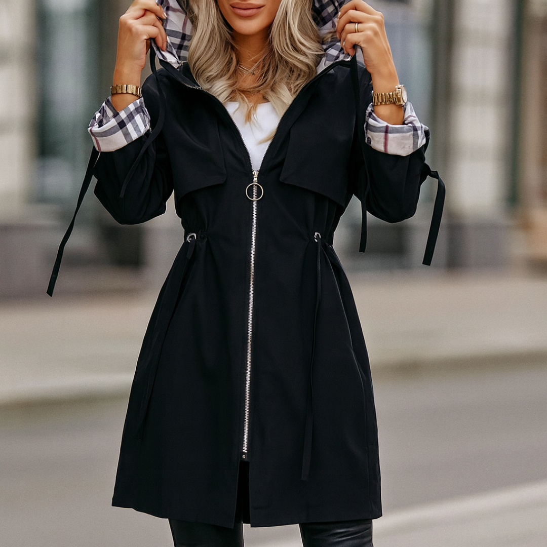Modische Damenjacke mit Kapuze und verstellbarem Bund | A&Z - 3 - Atelier-Zofia