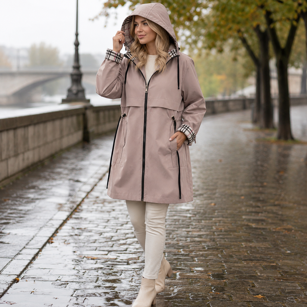 Modische Damenjacke mit Kapuze und verstellbarem Bund | A&Z - 7 - Atelier-Zofia