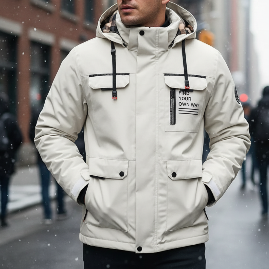 Herren Winterjacke mit abnehmbarer Kapuze und praktischen Taschen | A&Z - 1 - Atelier-Zofia