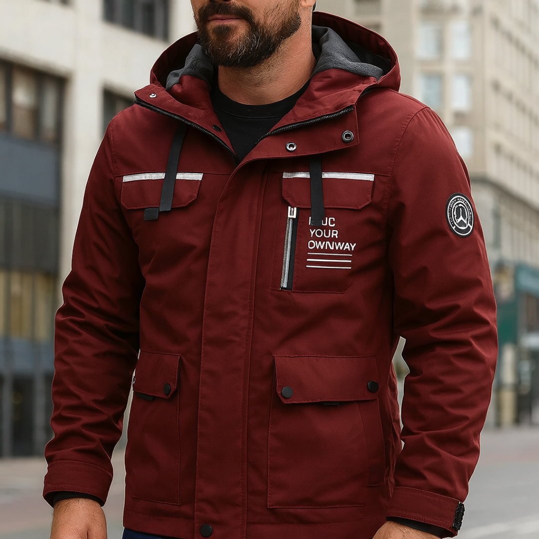 Herren Winterjacke mit abnehmbarer Kapuze und praktischen Taschen | A&Z - 4 - Atelier-Zofia