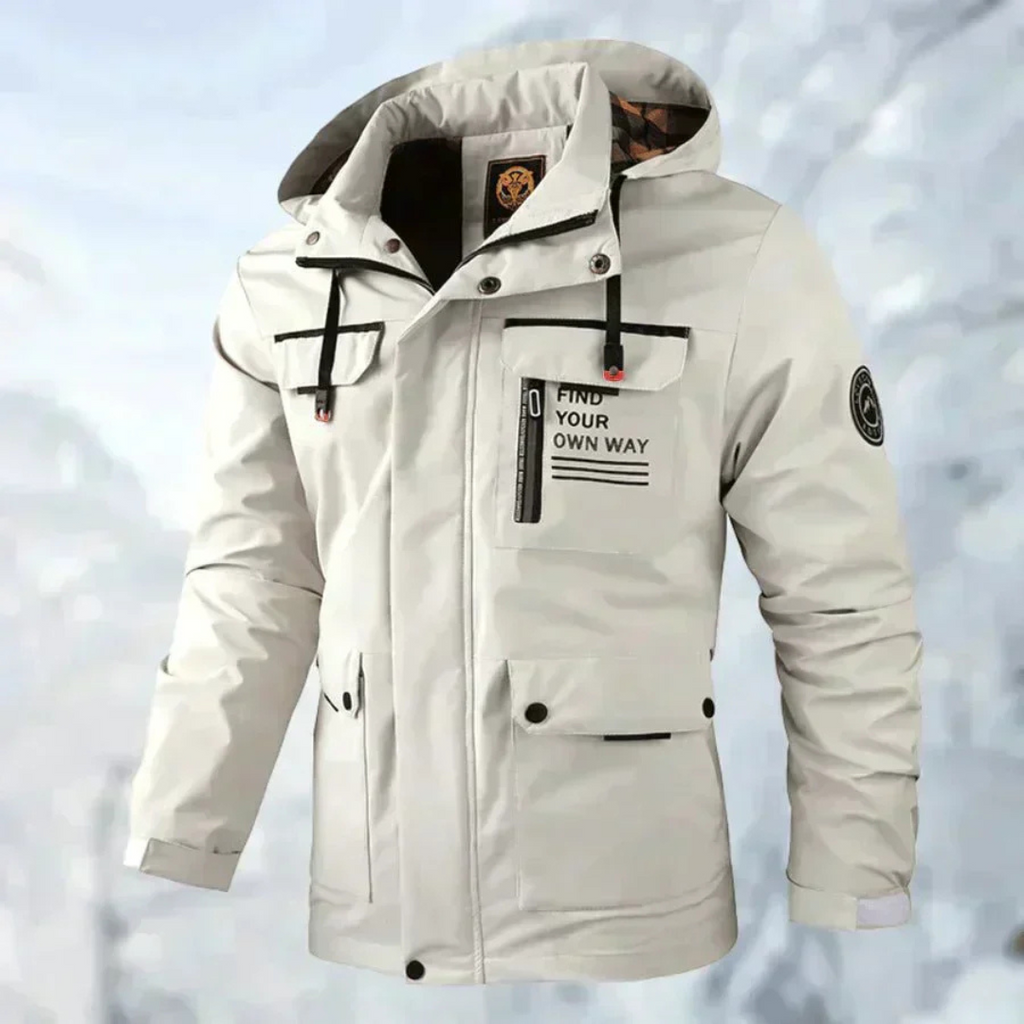 Herren Winterjacke mit abnehmbarer Kapuze und praktischen Taschen | A&Z - 5 - Atelier-Zofia