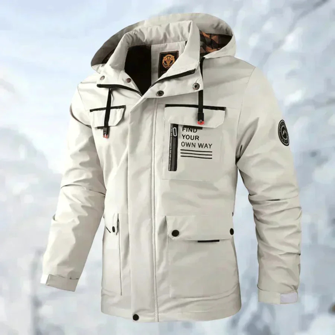 Herren Winterjacke mit abnehmbarer Kapuze und praktischen Taschen | A&Z - 5 - Atelier-Zofia