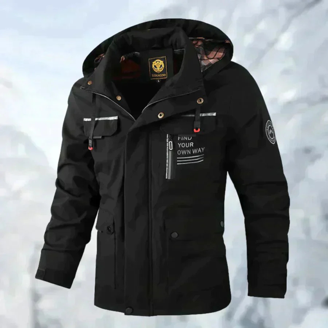 Herren Winterjacke mit abnehmbarer Kapuze und praktischen Taschen | A&Z - 6 - Atelier-Zofia