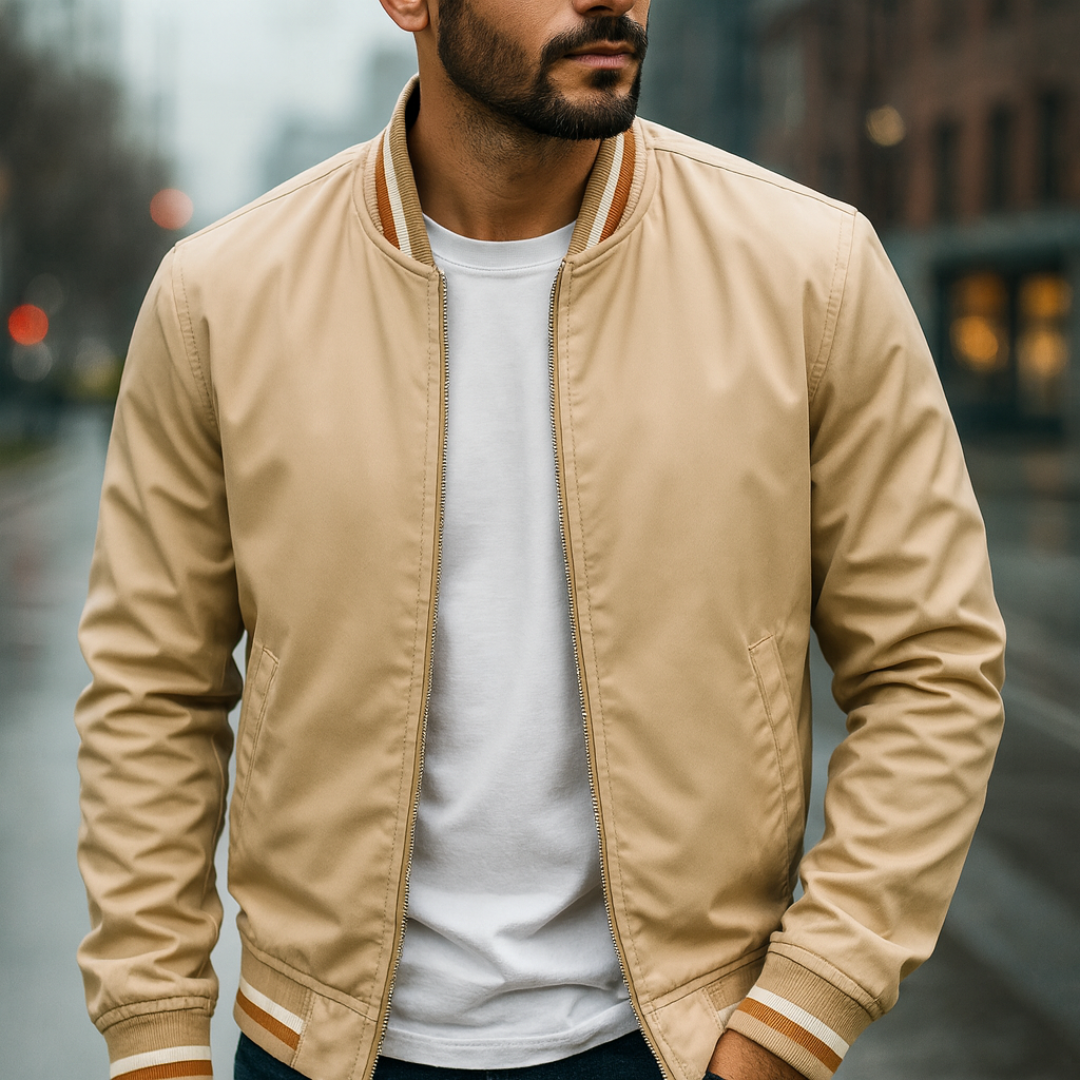 Modische Herren Bomberjacke mit kontrastierenden Streifen | A&Z - 1 - Atelier-Zofia