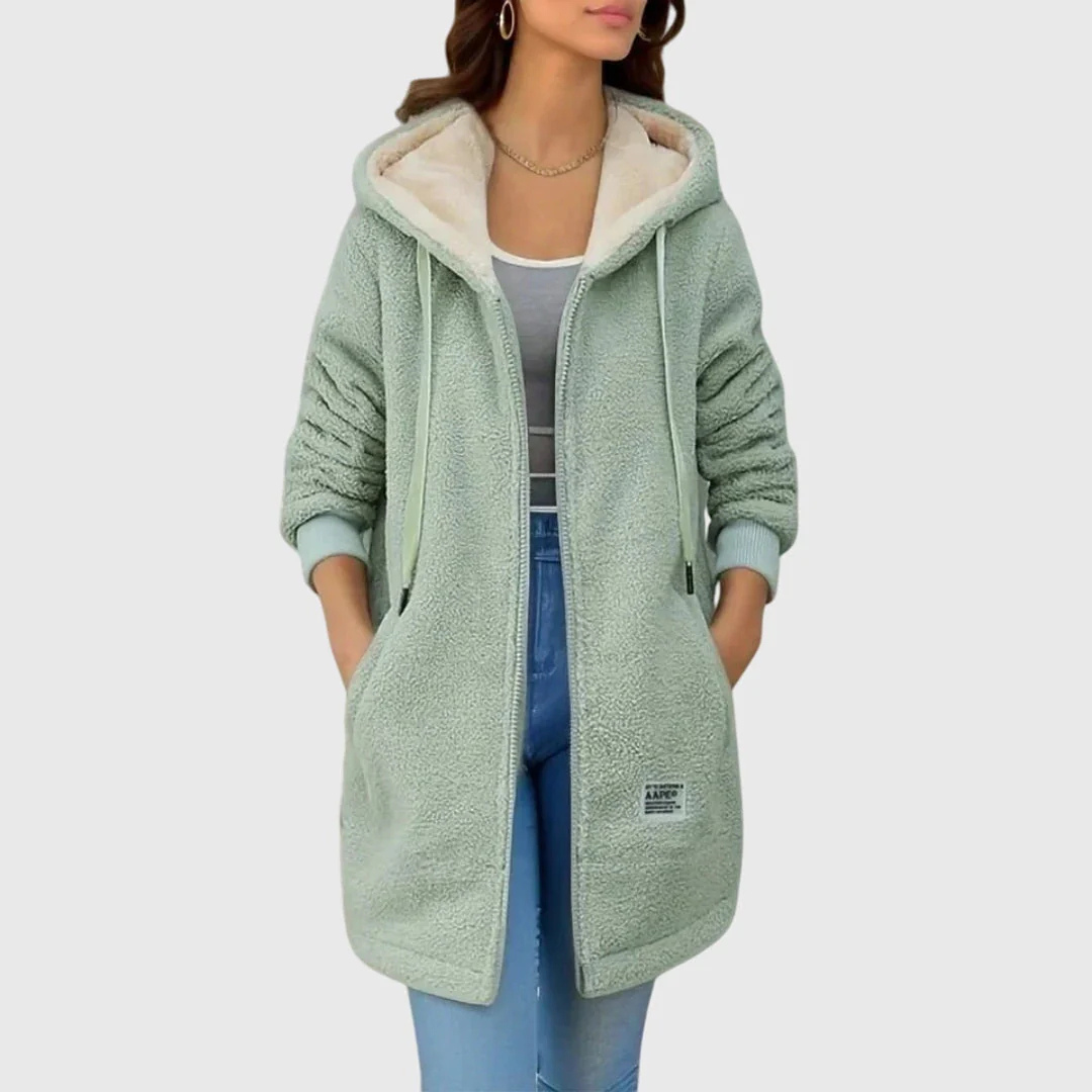 Damen Longline Fleecejacke mit Kapuze und praktischen Taschen | A&Z - 8 - Atelier-Zofia