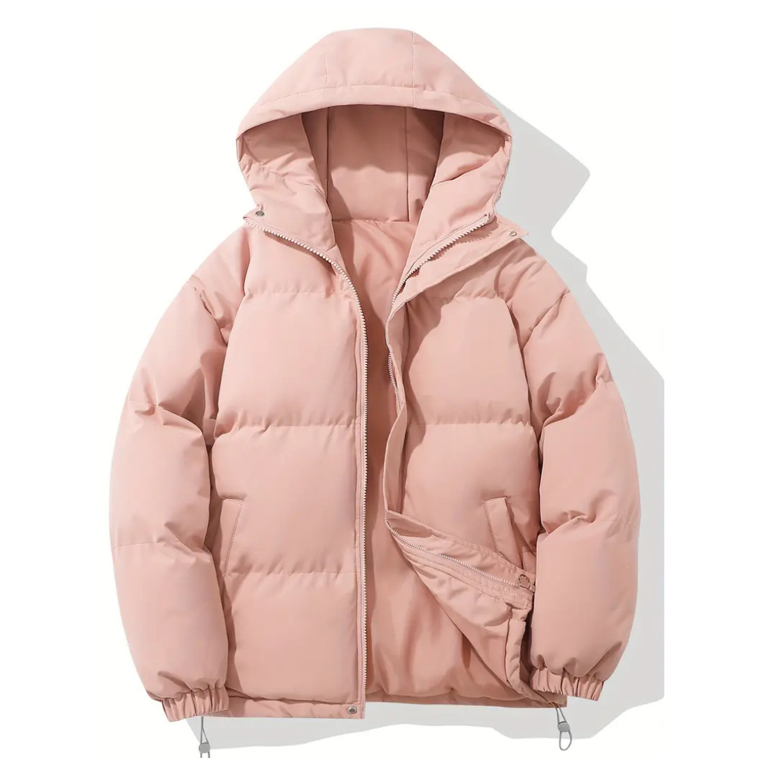 Modische Damen Steppjacke mit Kapuze und durchgehendem Reißverschluss - J&B - 5 - Atelier-Zofia