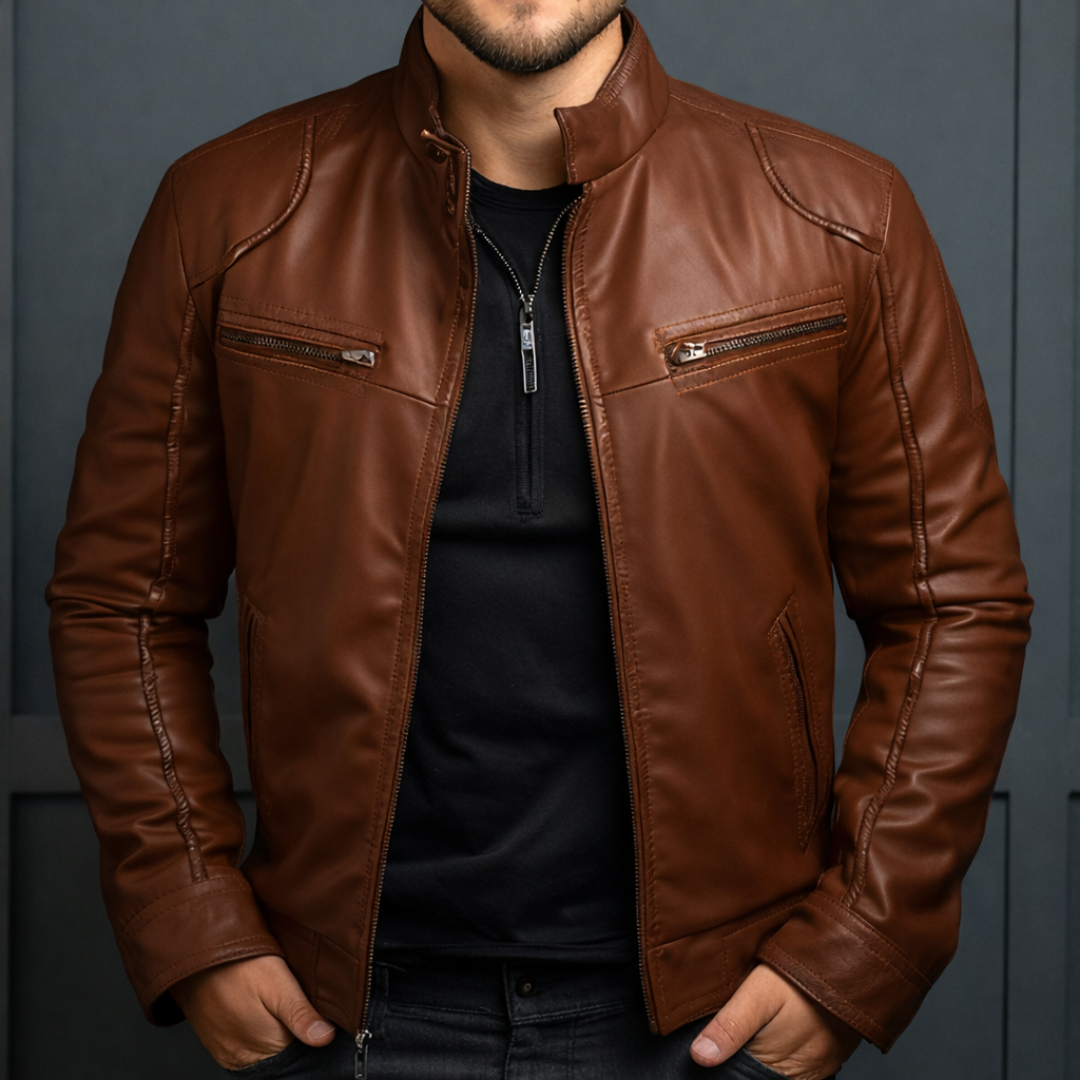 Herren Lederjacke mit modernem Schnitt und praktischen Taschen | A&Z - 1 - Atelier-Zofia