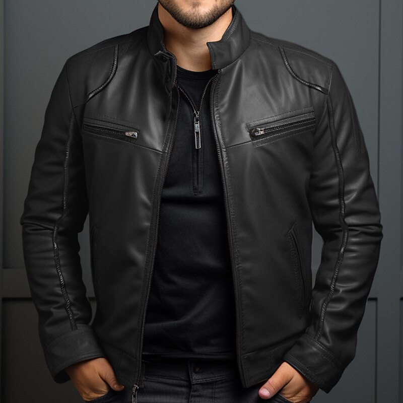 Herren Lederjacke mit modernem Schnitt und praktischen Taschen | A&Z - 2 - Atelier-Zofia