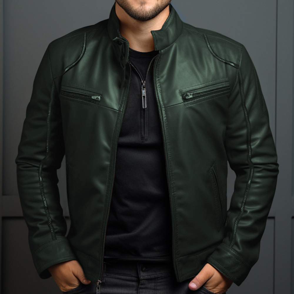 Herren Lederjacke mit modernem Schnitt und praktischen Taschen | A&Z - 3 - Atelier-Zofia
