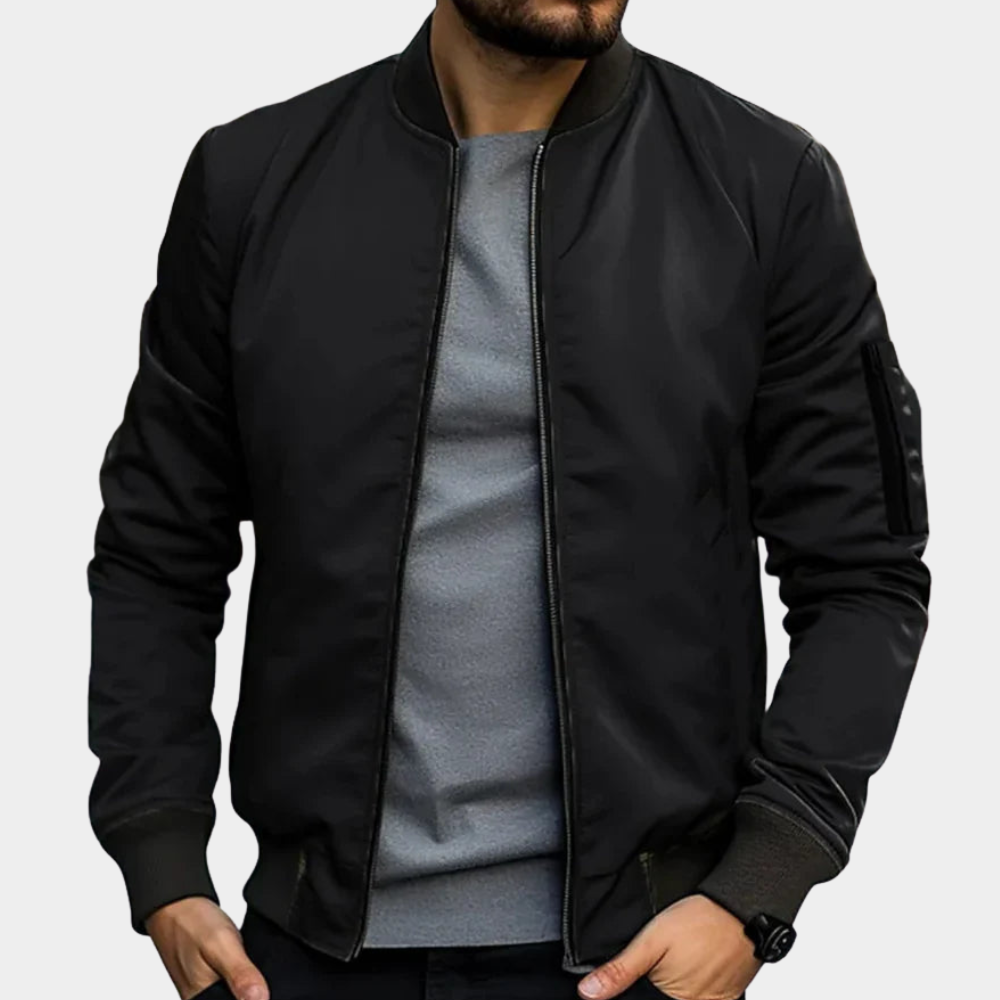 Herren Bomberjacke mit geripptem Kragen und praktischer Armtasche | A&Z - 1 - Atelier-Zofia