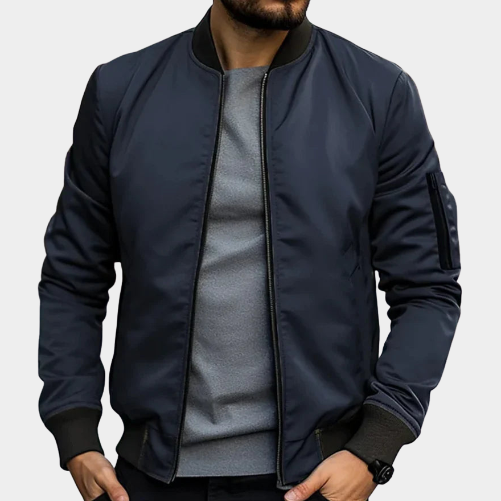 Herren Bomberjacke mit geripptem Kragen und praktischer Armtasche | A&Z - 2 - Atelier-Zofia