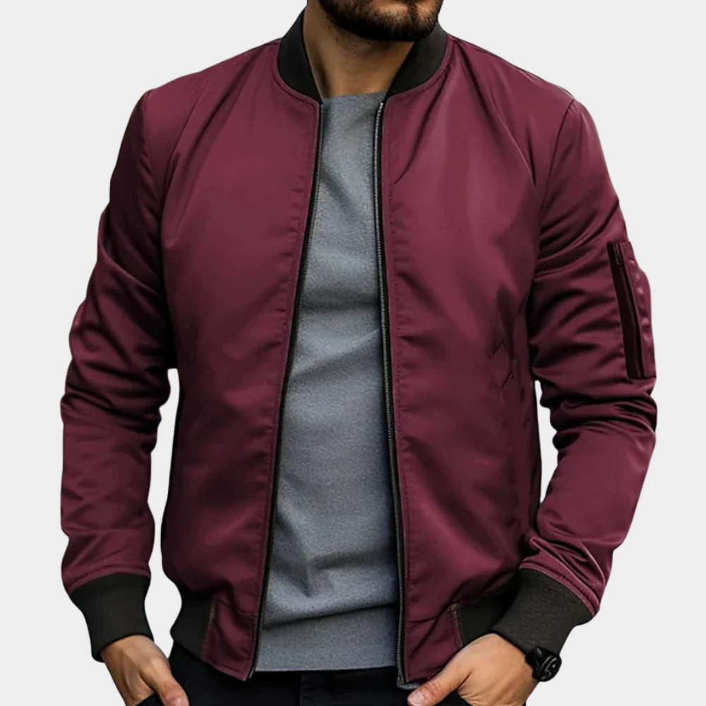 Herren Bomberjacke mit geripptem Kragen und praktischer Armtasche | A&Z - 4 - Atelier-Zofia