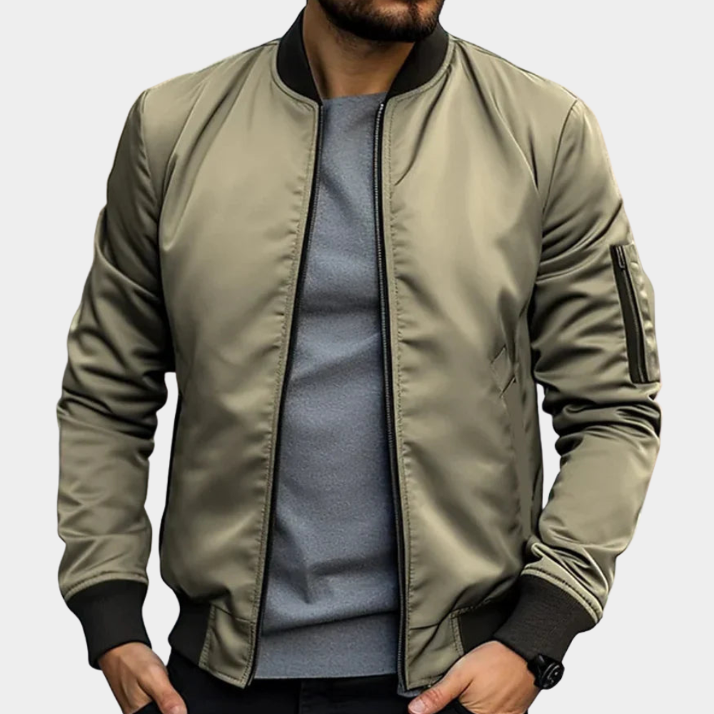 Herren Bomberjacke mit geripptem Kragen und praktischer Armtasche | A&Z - 5 - Atelier-Zofia