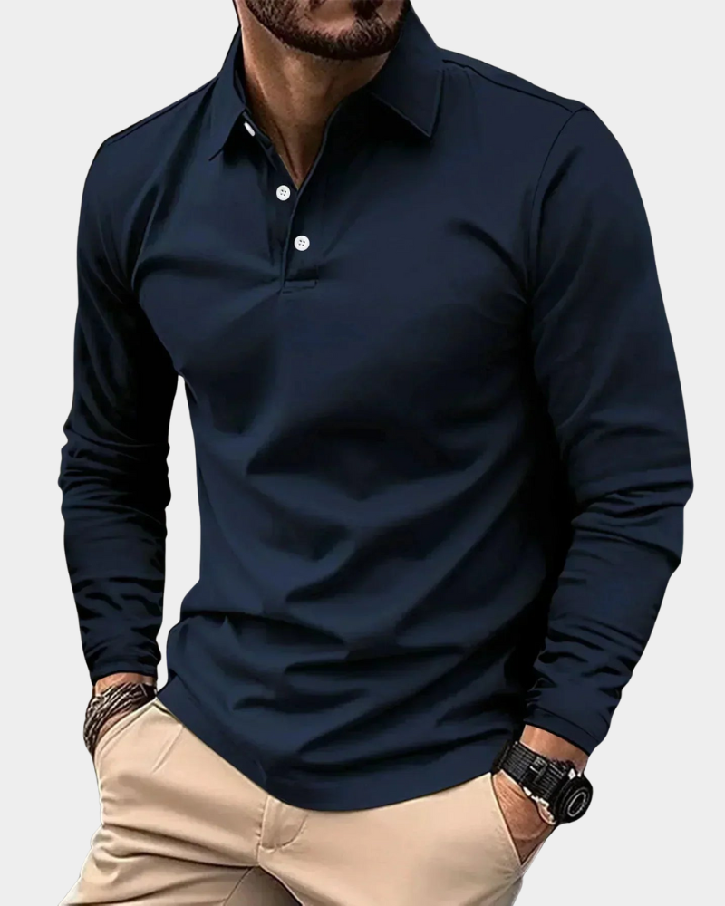 Herren Poloshirt Langarm mit taillierter Passform und klassischem Kragen | A&Z - 1 - Atelier-Zofia