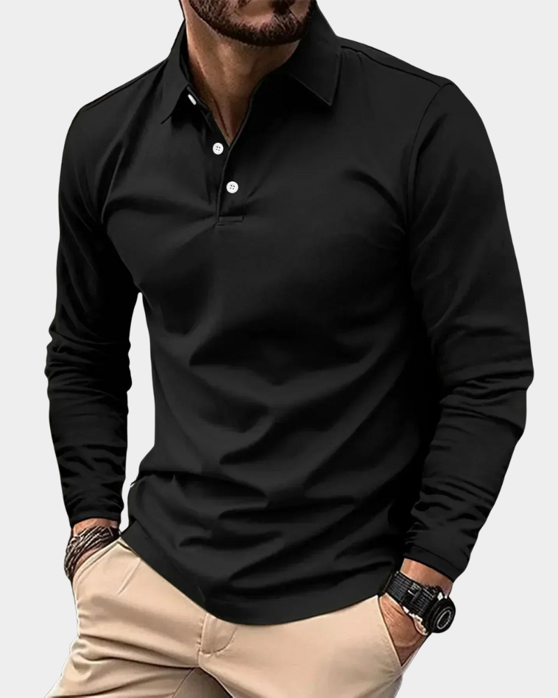 Herren Poloshirt Langarm mit taillierter Passform und klassischem Kragen | A&Z - 2 - Atelier-Zofia