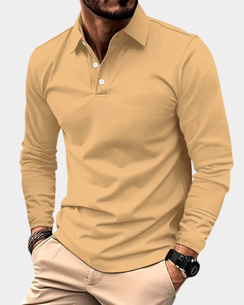 Herren Poloshirt Langarm mit taillierter Passform und klassischem Kragen | A&Z - 5 - Atelier-Zofia