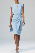 Damen Midi-Kleid mit eleganten Drapierungen und Schlüssellochausschnitt - J&B - 1 - Atelier-Zofia