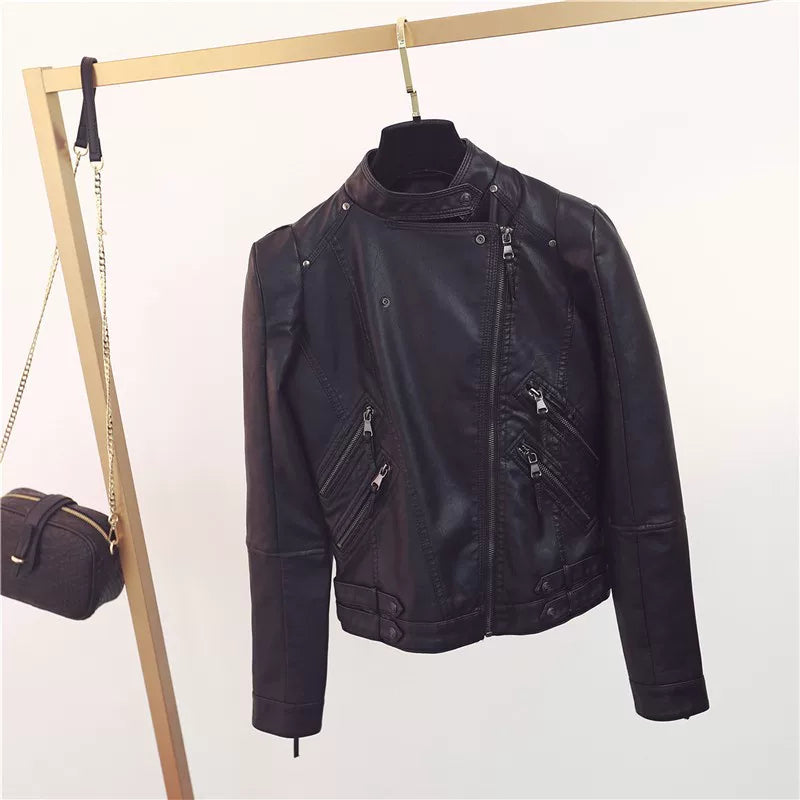 Damen Bikerjacke im modernen Look mit praktischen Reißverschlusstaschen | A&B - 2 - Annoboutique