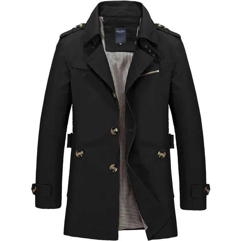 Trenchcoat Herren mit doppelter Knopfleiste und modischem Kragen | A&Z - 2 - Atelier-Zofia