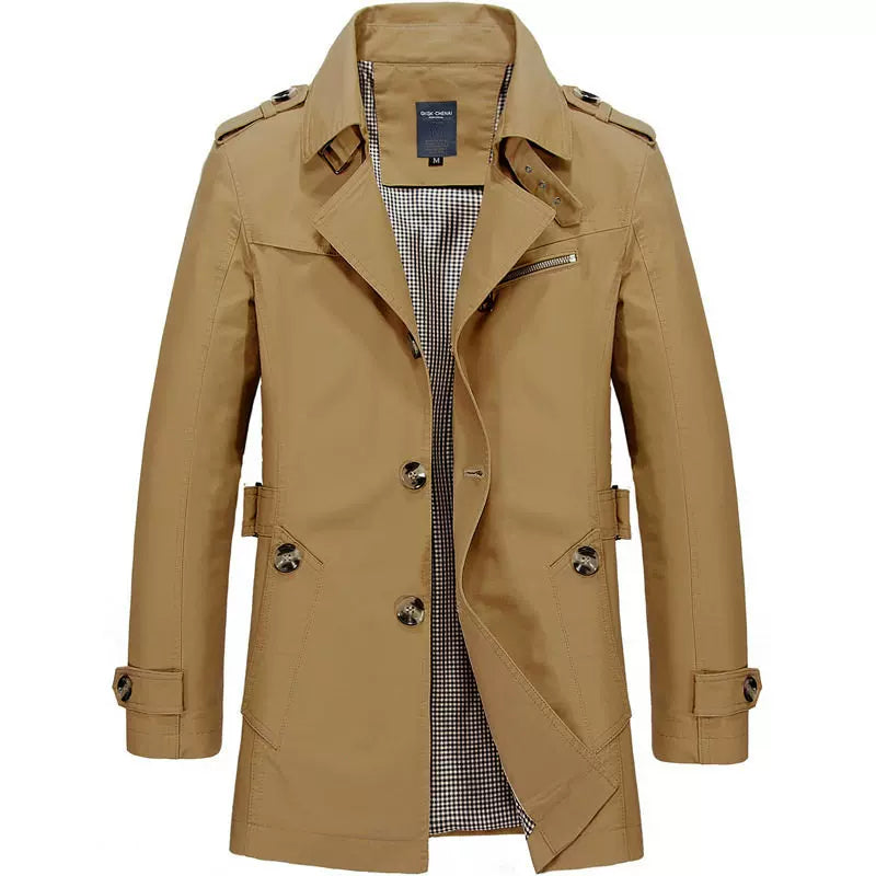 Trenchcoat Herren mit doppelter Knopfleiste und modischem Kragen | A&Z - 4 - Atelier-Zofia