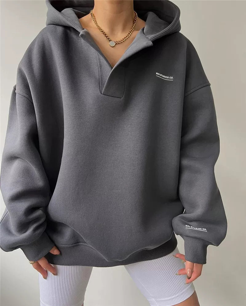 Hoodie Damen im Oversize-Design mit Knopfverschluss | A&Z - 3 - Atelier-Zofia