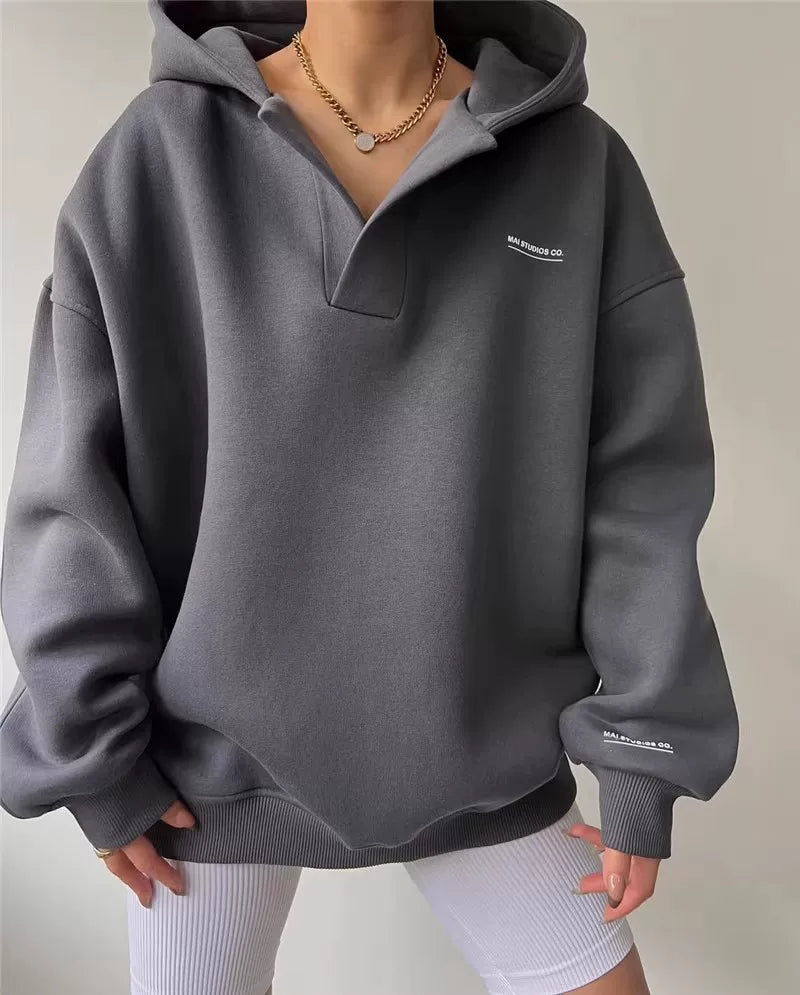 Hoodie Damen im Oversize-Design mit Knopfverschluss | A&Z - 4 - Atelier-Zofia