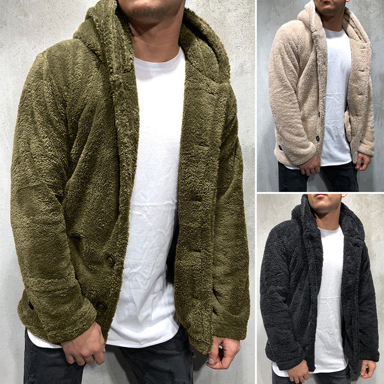 Gemütliche Herrenjacke mit Kapuze und Knopfverschluss | A&B - 3 - Annoboutique