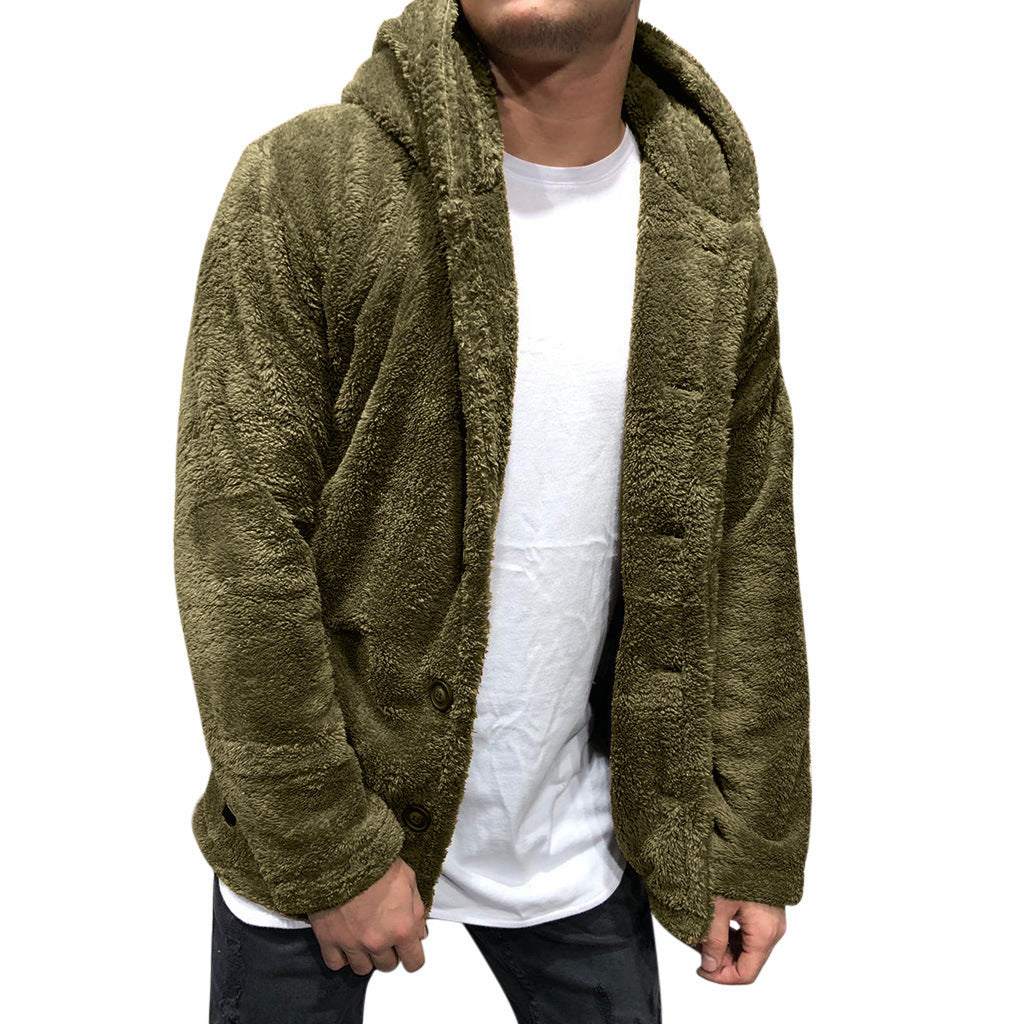 Gemütliche Herrenjacke mit Kapuze und Knopfverschluss | A&B - 5 - Annoboutique