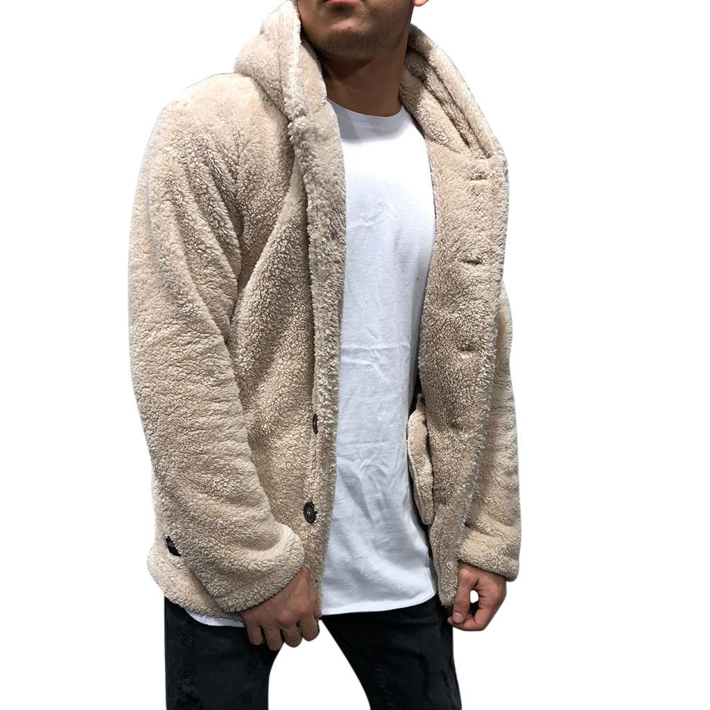 Gemütliche Herrenjacke mit Kapuze und Knopfverschluss | A&B - 6 - Annoboutique