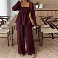 Zwei-teiliges Damen-Outfit mit quadratischem Ausschnitt und weitem Bein | A&Z - 2 - Atelier-Zofia