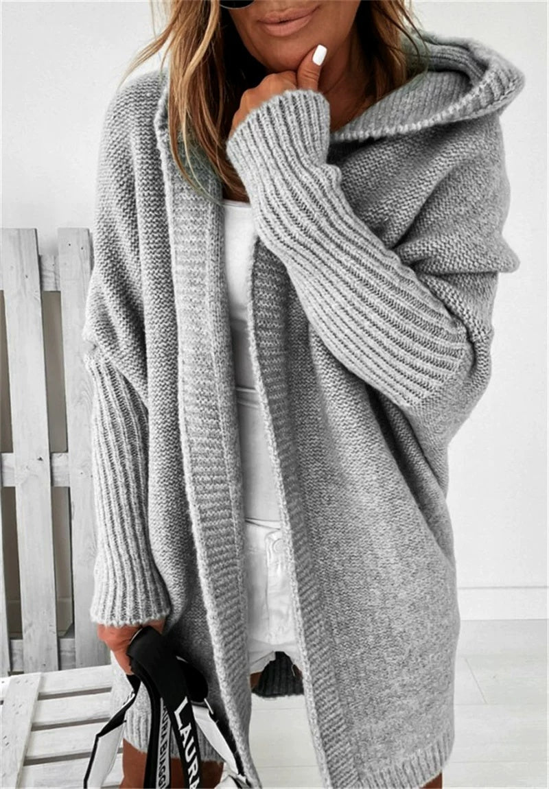 Cardigan Damen mit Kapuze in lässigem Schnitt und offenem Design | A&B - 2 - Annoboutique