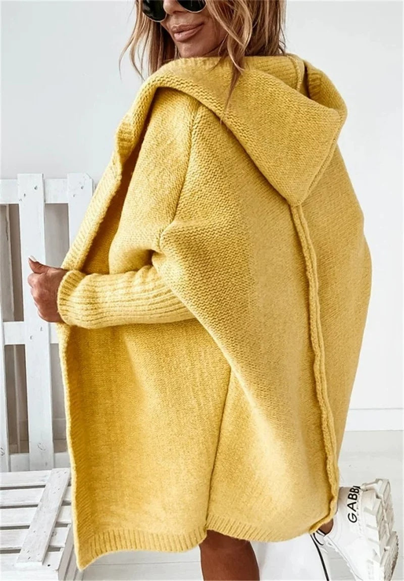 Cardigan Damen mit Kapuze in lässigem Schnitt und offenem Design | A&B - 3 - Annoboutique