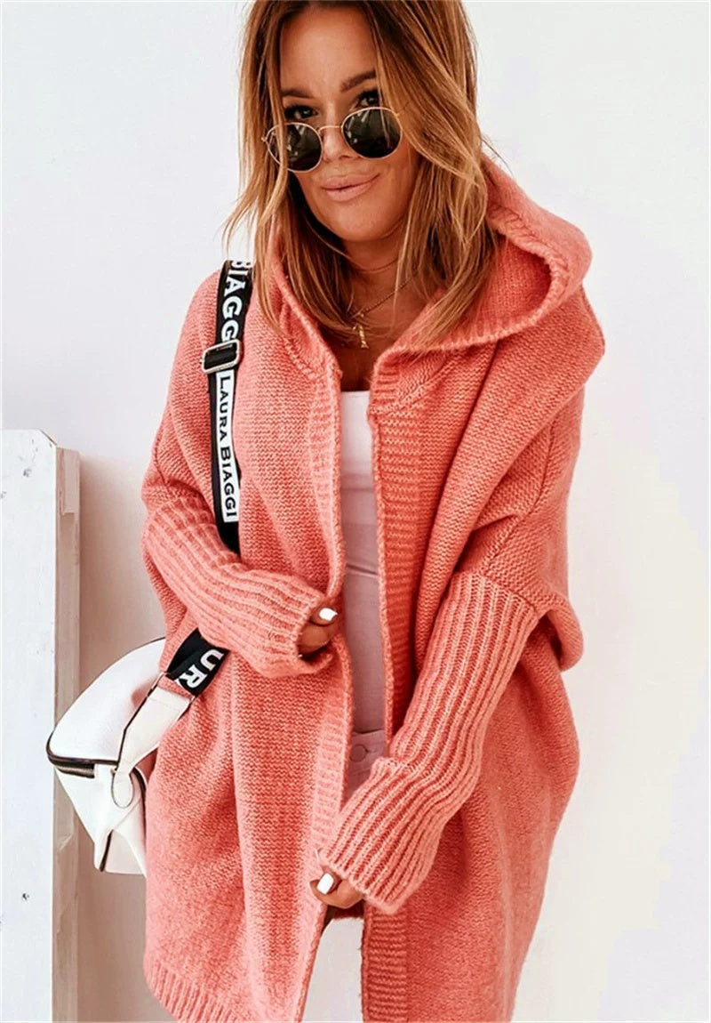 Cardigan Damen mit Kapuze in lässigem Schnitt und offenem Design | A&B - 5 - Annoboutique