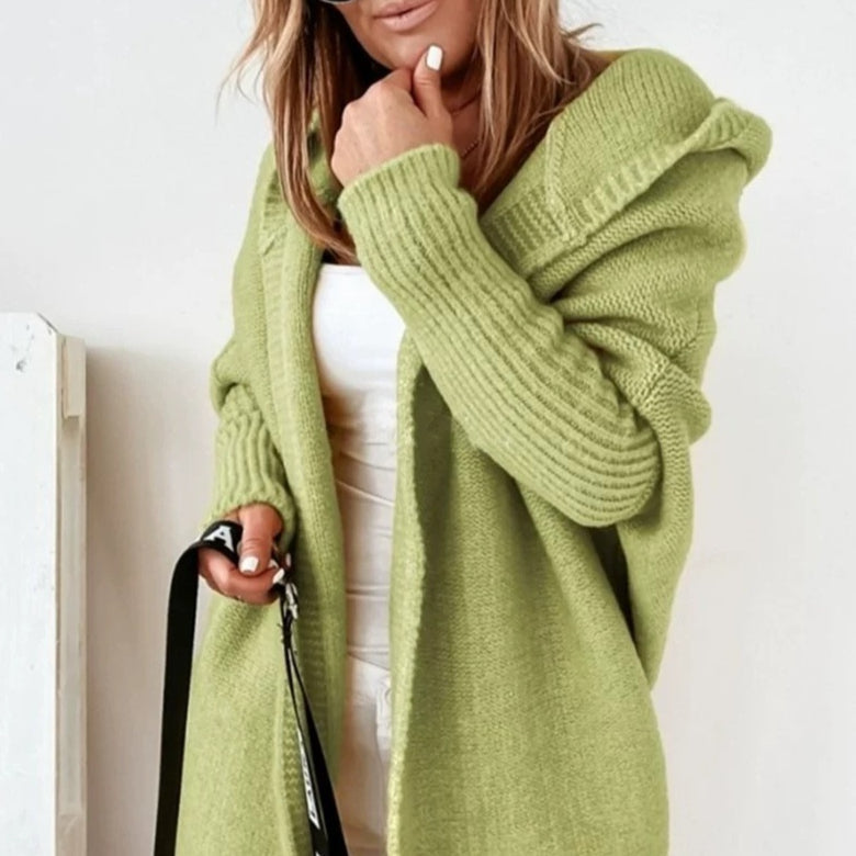 Cardigan Damen mit Kapuze in lässigem Schnitt und offenem Design | A&B - 7 - Annoboutique