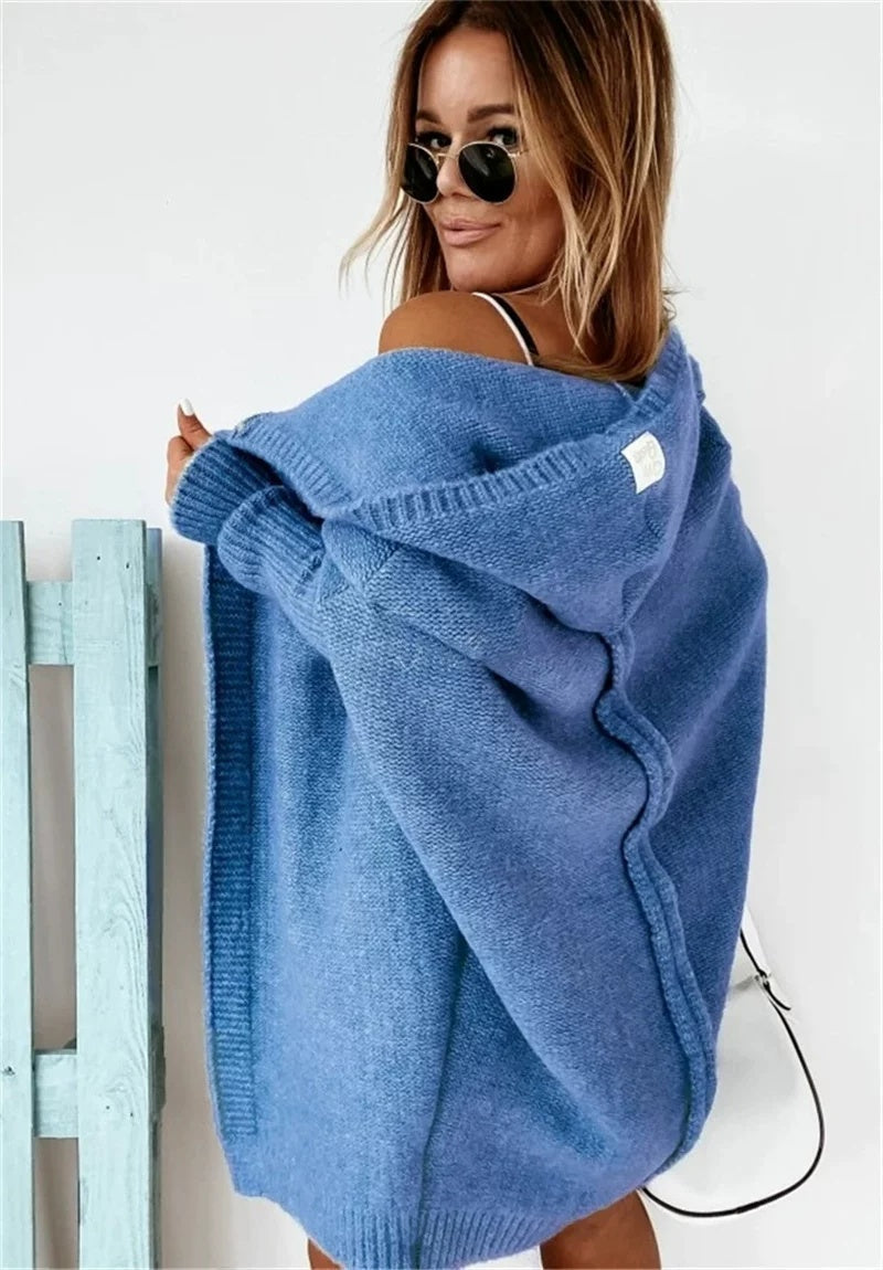 Cardigan Damen mit Kapuze in lässigem Schnitt und offenem Design | A&B - 8 - Annoboutique