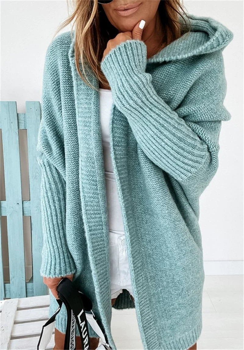 Cardigan Damen mit Kapuze in lässigem Schnitt und offenem Design | A&B - 9 - Annoboutique