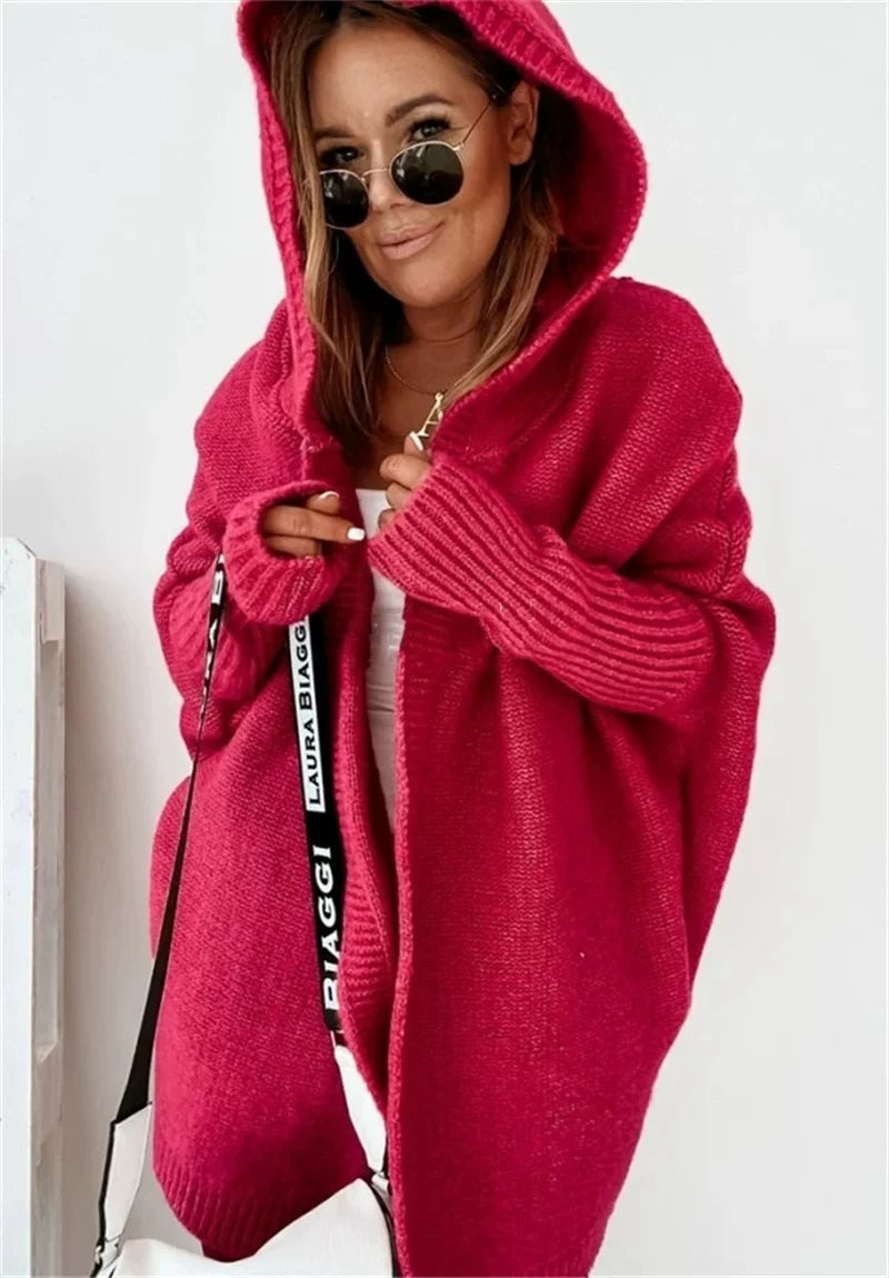 Cardigan Damen mit Kapuze in lässigem Schnitt und offenem Design | A&B - 10 - Annoboutique