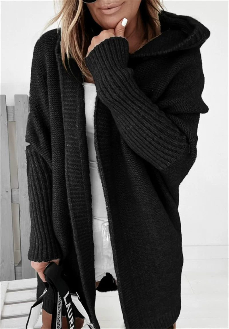 Cardigan Damen mit Kapuze in lässigem Schnitt und offenem Design | A&B - 11 - Annoboutique