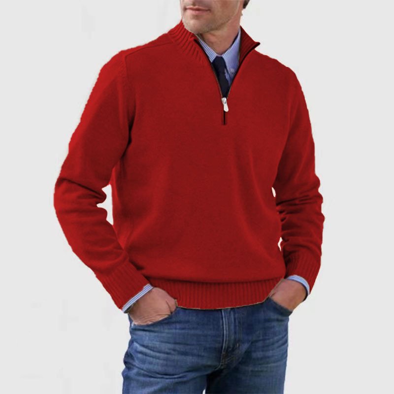 Men's Sweater with Stand-Up Collar and Zip | M&B - 1 - Modern britwear
